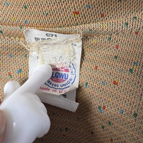 Vintage 70s Tan Speckled Button-Front Blazer Jacket – Made in USA – ILGWU Union - Picture 5 of 8